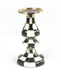 MacKenzie-Childs Courtly Check Enamel Pillar Candlestick - Medium