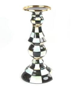 MacKenzie-Childs Courtly Check Enamel Pillar Candlestick - Large