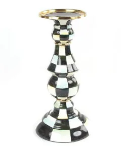 MacKenzie-Childs Courtly Check Enamel Pillar Candlestick - Large