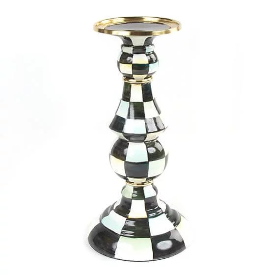 MacKenzie-Childs Courtly Check Enamel Pillar Candlestick - Large