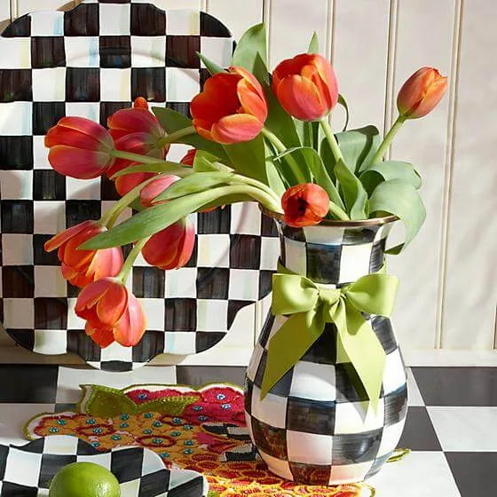 MacKenzie-Childs Courtly Check Enamel Vase - Tall - Image 2