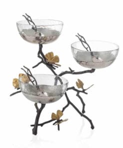 Michael Aram Butterfly Ginkgo Triple Bowl Set w/ Spoons