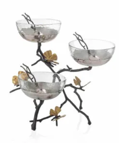 Michael Aram Butterfly Ginkgo Triple Bowl Set w/ Spoons