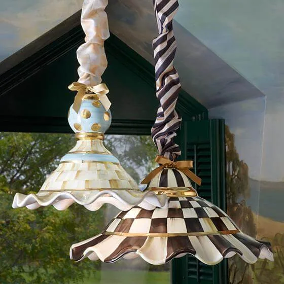 MacKenzie-Childs Fluted Hanging Lamp - Courtly Check - Image 3