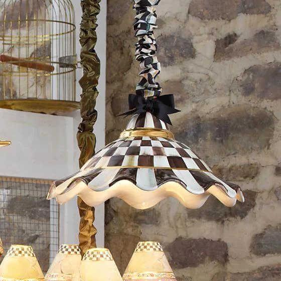 MacKenzie-Childs Fluted Hanging Lamp - Courtly Check - Image 5