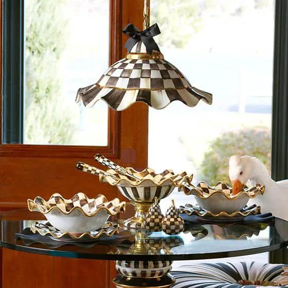 MacKenzie-Childs Fluted Hanging Lamp - Courtly Check - Image 4