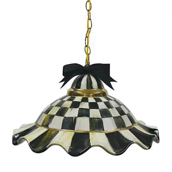 MacKenzie-Childs Fluted Hanging Lamp - Courtly Check