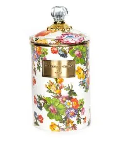 MacKenzie-Childs Flower Market Large Canister - White