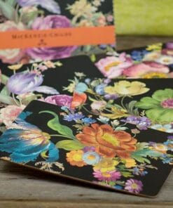 MacKenzie-Childs Flower Market Placemats - Black - Set of 4 - Image 4