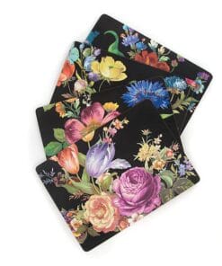MacKenzie-Childs Flower Market Placemats - Black - Set of 4 - Image 3