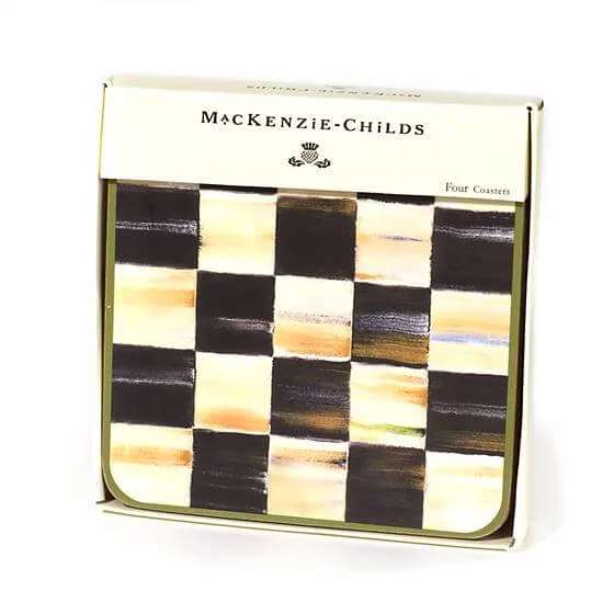 MacKenzie-Childs Courtly Check Cork Back Coasters - Set of 4 - Image 2