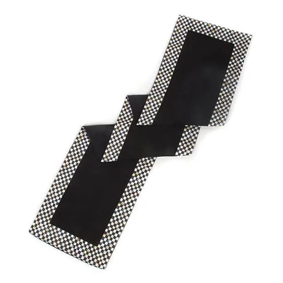 MacKenzie-Childs Courtly Check Table Runner - Black, view 2