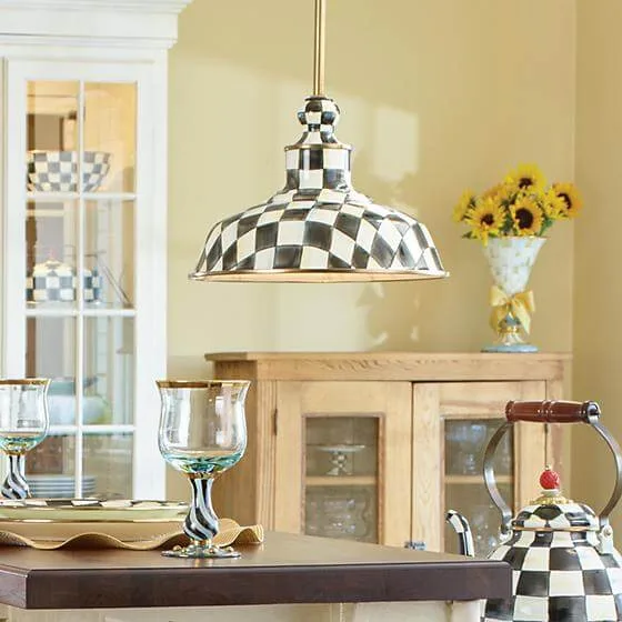MacKenzie-Childs Courtly Check Barn Pendant Lamp - 12" - Image 7