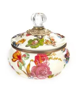 MacKenzie-Childs Flower Market Squashed Pot - White