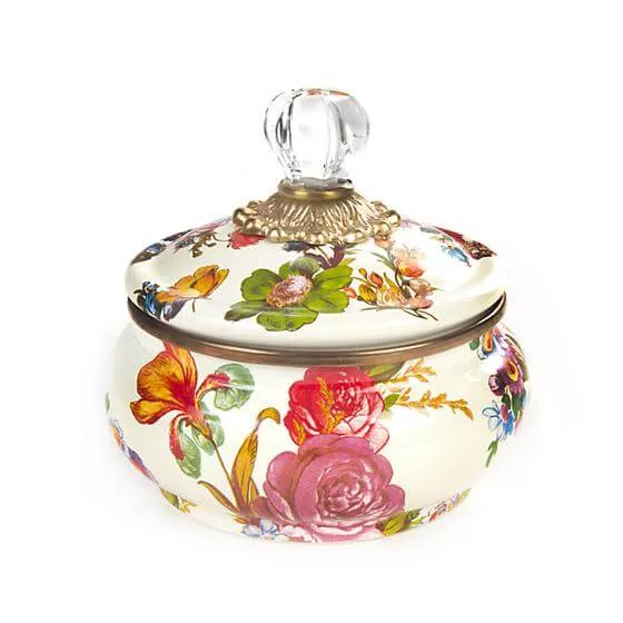 MacKenzie-Childs Flower Market Squashed Pot - White