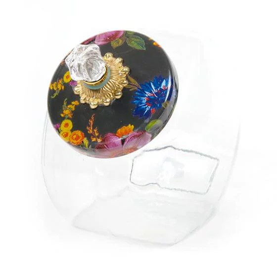 MacKenzie-Childs Cookie Jar with Flower Market Enamel Lid - Black