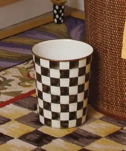 MacKenzie-Childs Courtly Check Enamel Waste Bin - Image 2