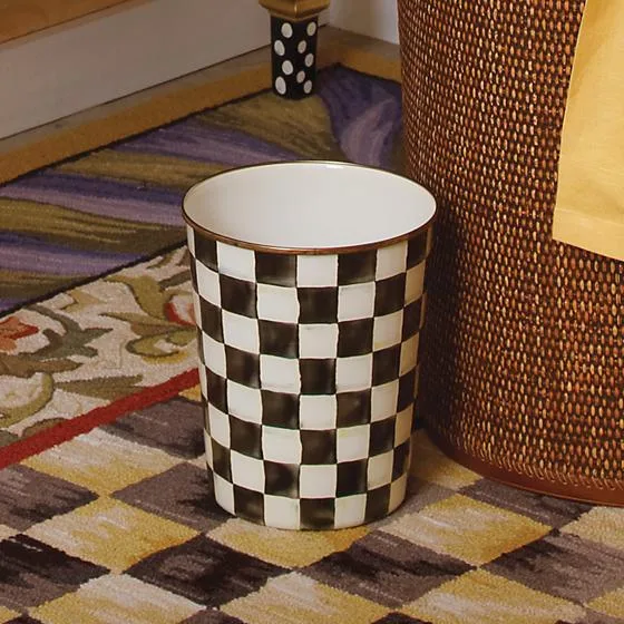 MacKenzie-Childs Courtly Check Enamel Waste Bin - Image 2