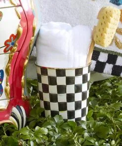 MacKenzie-Childs Courtly Check Enamel Waste Bin - Image 3
