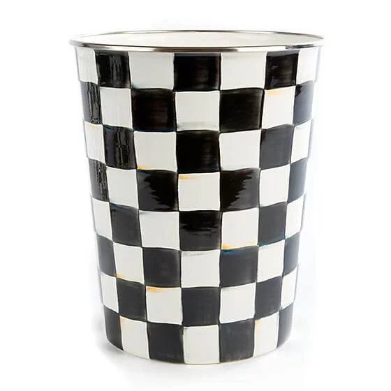 MacKenzie-Childs Courtly Check Enamel Waste Bin