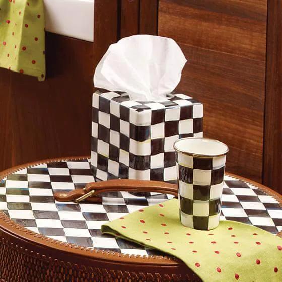 MacKenzie-Childs Courtly Check Enamel Boutique Tissue Box Cover - Image 2