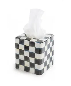 MacKenzie-Childs Courtly Check Enamel Boutique Tissue Box Cover