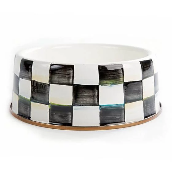 MacKenzie-Childs Courtly Check Enamel Pet Dish - Large