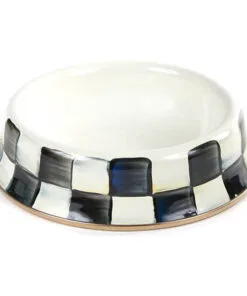 MacKenzie-Childs Courtly Check Enamel Cat Dish