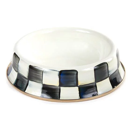 MacKenzie-Childs Courtly Check Enamel Cat Dish