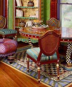 MacKenzie-Childs Courtly Check Rug - 5′ x 8′ - Purple & Green, view 3