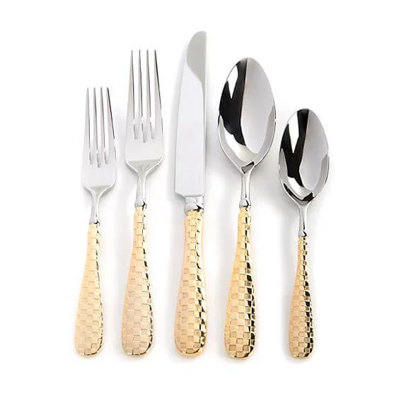 MacKenzie-Childs Gold Check Flatware - 5-Piece Place Setting