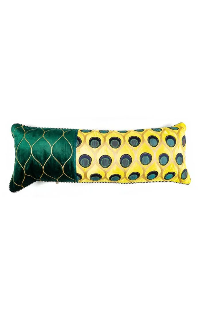 Emerald Peacock Lumbar Pillow