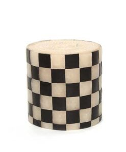 MacKenzie-Childs - Check Pillar Candle - 5" - Black & Ivory