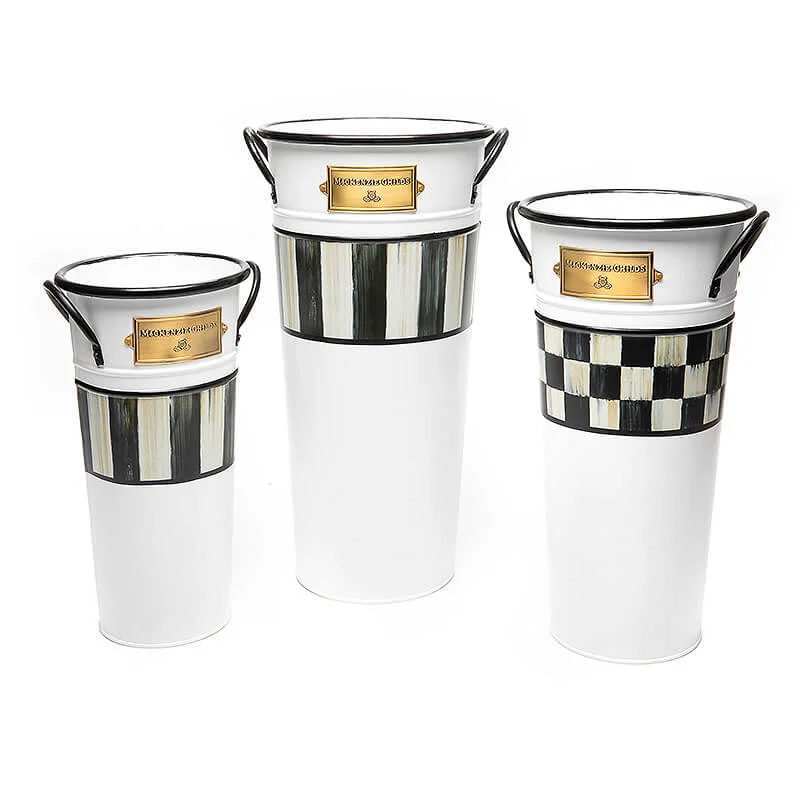 MacKenzie-Childs Spectator Galvanized Flower Buckets - Set of 3