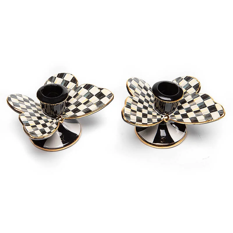 Mackenzie-Childs – Courtly Check Butterfly Candle Holders - Set of 2