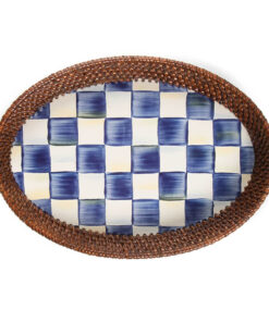 Mackenzie-Childs – Royal Check Rattan & Enamel Tray - Small