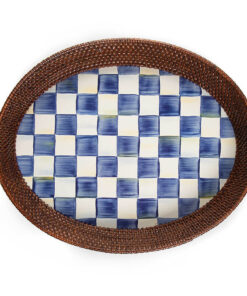 Mackenzie-Childs – Royal Check Rattan & Enamel Tray - Large