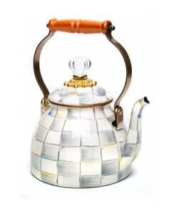 Mackenzie-Childs – Sterling Check Enamel Tea Kettle - 2 Quart