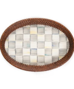 Mackenzie-Childs – Sterling Check Rattan & Enamel Tray - Small