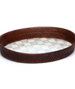 Mackenzie-Childs – Sterling Check Rattan & Enamel Tray - Large