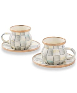 Mackenzie-Child's - Sterling Check Enamel Espresso Cup & Saucer Set