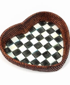 Mackenzie-Child's - Courtly Check Rattan & Enamel Heart Tray