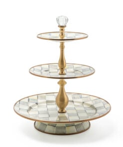 Mackenzie-Child's - Sterling Check Enamel Three Tier Sweet Stand