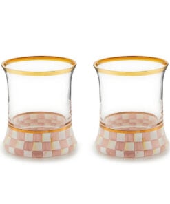 Mackenzie-Childs Rosy Check Tumbler Glass, Set of 2