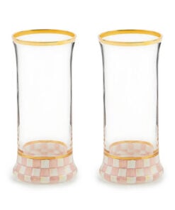 Mackenzie-Childs Rosy Check Highball Glass, Set of 2
