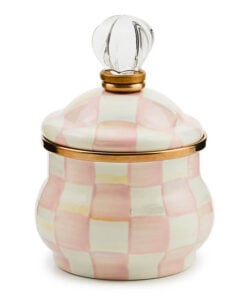 Mackenzie-Childs Rosy Check Lidded Sugar Bowl