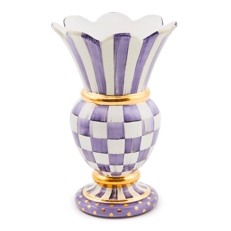 MacKenzie-Childs – Plum Check Ceramic Great Vase