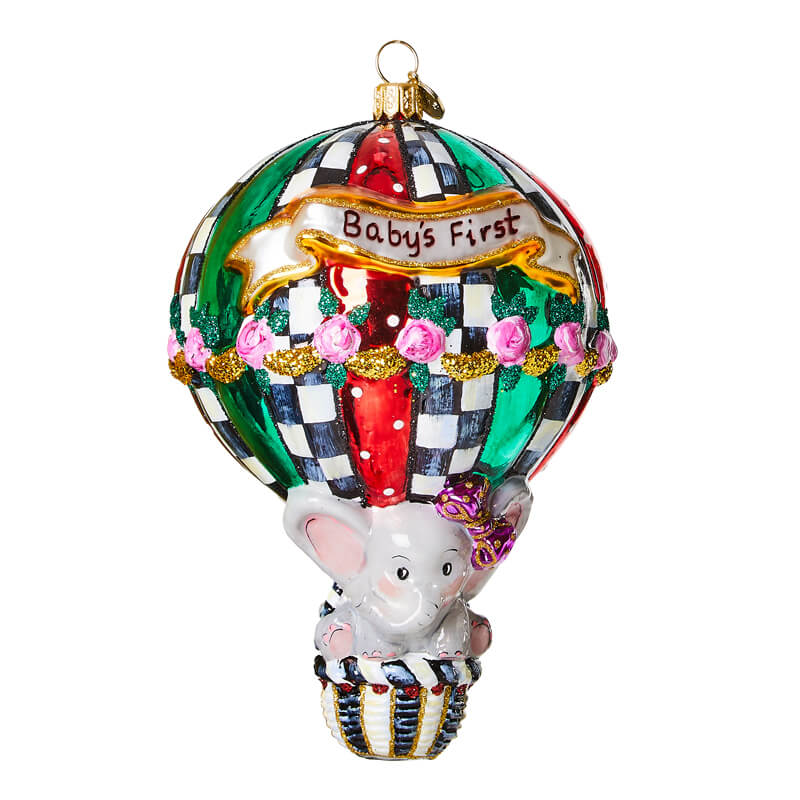 MacKenzie-Childs Baby’s First Balloon Glass Ornament