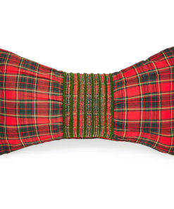 MacKenzie-Childs Tartan Red Bow Throw Pillow