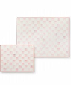 MacKenzie-Childs Rosy Check Glass Cutting Board, Set Of 2